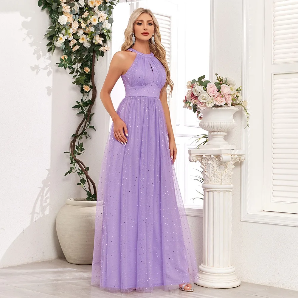 Chic Beautiful Lavender Sequins Prom Dresses 2024 A Line Princess High Neck Sleeveless Floor Length Long Prom Formal Dresses Chic Beautiful Lavender Sequins Prom Dresses 2024 A Line Princess High Neck Sleeveless Floor Length Long Prom Formal Dresses