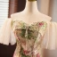 Chic / Beautiful Beading Pearl Multi-Colors Sequins Lace Flower Prom Dresses 2023 A-Line / Princess Off-The-Shoulder Short Sleeve Backless Floor-Length / Long Prom Formal Dresses