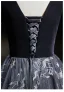 Elegant Black Embroidered Prom Dresses 2024 A-Line / Princess Square Neckline Short Sleeve Backless Floor-Length / Long Prom Formal Dresses