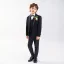 Black Long Sleeve Wedding Boys Wedding Suits 2025 Body Jewellery Coat Pants Shirt Tie Vest Boys Wedding Suits