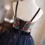Vintage / Retro Navy Blue Embroidered Sequins Short Homecoming Graduation Dresses 2024 Ball Gown Spaghetti Straps Sleeveless Backless Formal Dresses