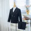 Bleu Marine Paillettes 4 pièces Manches Longues Costume Garçon Mariage 2025 Manteau Pantalon Chemise Gilet Mariage