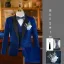 Fashion Royal Blue Sequins Long Sleeve Boys Wedding Suits 2024 Body Jewellery Coat Pants Shirt Tie Vest 6-piece