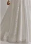 Modest / Simple White Lace Flower Wedding Dresses 2025 A-Line / Princess Off-The-Shoulder Long Sleeve Backless Floor-Length / Long