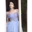 Fashion Sky Blue Butterfly Appliques Pearl Prom Dresses 2023 A-Line / Princess Strapless Sleeveless Backless Floor-Length / Long Prom Formal Dresses