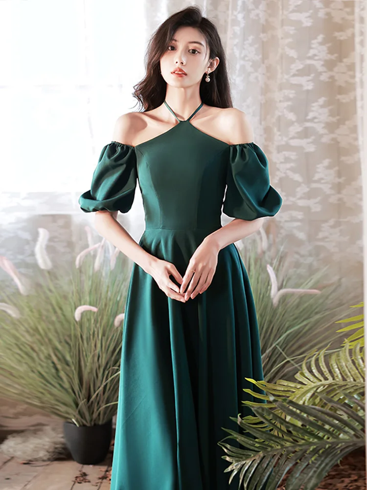 green emerald velvet dress Dark Green V-Neck Satin Long Bridesmaid Dress with Short Sleeves –  FancyVestido