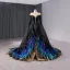 Ungewöhnlich Luxus / Herrlich Schwarz Perlenstickerei Pailletten Multifarben Feder Ballkleider 2024 Ballkleid Rundhalsausschnitt Lange Ärmel Hof-Schleppe Ball Festliche Kleider