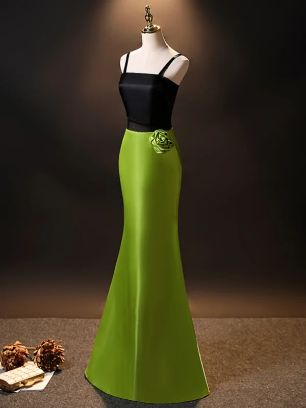 Fashion Green Evening Dresses 2024 Trumpet / Mermaid Spaghetti Straps Sleeveless Backless Floor-Length / Long Evening Party Formal Dresses