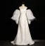 Fashion White Satin Tassel Wedding Dresses 2024 Trumpet / Mermaid Strapless Short Sleeve Backless Sweep Train Wedding
