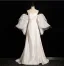 Fashion White Trumpet / Mermaid Wedding Dresses 2024 Strapless Puffy Short Sleeve Backless Sweep Train Wedding