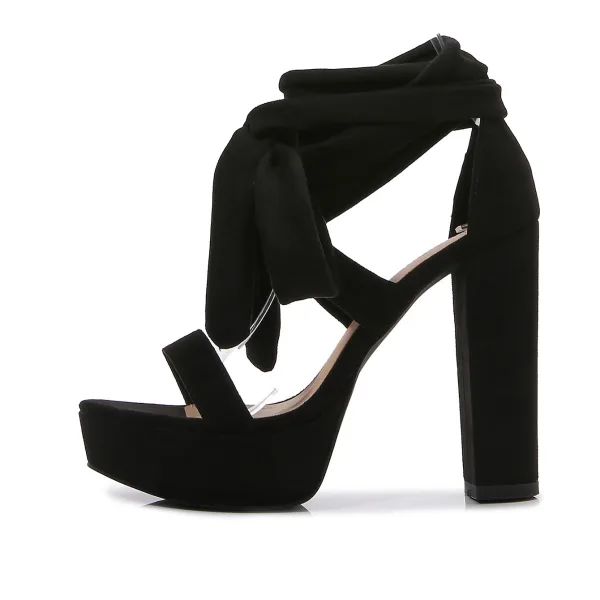 Fashion Burgundy Cocktail Party Womens Sandals 2022 Ankle Strap 12 cm Thick Heels Open / Peep Toe Sandals High Heels