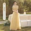 Modest / Simple Daffodil Bridesmaid Dresses 2022 A-Line / Princess Short Sleeve Backless Floor-Length / Long Bridesmaid