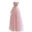 Chic / Beautiful Candy Pink Sequins Lace Flower Prom Dresses 2022 A-Line / Princess Spaghetti Straps Sleeveless Backless Floor-Length / Long Prom Formal Dresses