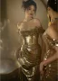 Sparkly Gold Sequins Evening Dresses 2024 Trumpet / Mermaid Off-The-Shoulder Sleeveless Backless Floor-Length / Long Evening Party Formal Dresses