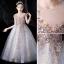 Charmant Bleu Ciel Perlage Étoile Paillettes Anniversaire Robe Ceremonie Fille 2022 Robe Boule Encolure Dégagée Sans Manches Dos Nu Longue Robe Ceremonie Fille