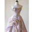Chic / Beautiful Blushing Pink Printing Prom Dresses 2025 Ball Gown Strapless Sleeveless Backless Floor-Length / Long Formal Dresses