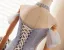 High End Grau Handgefertigt Perlenstickerei Strass Pailletten Ballkleider 2024 A Linie Stehkragen Kurze Ärmel Rückenfreies Lange Ball Festliche Kleider