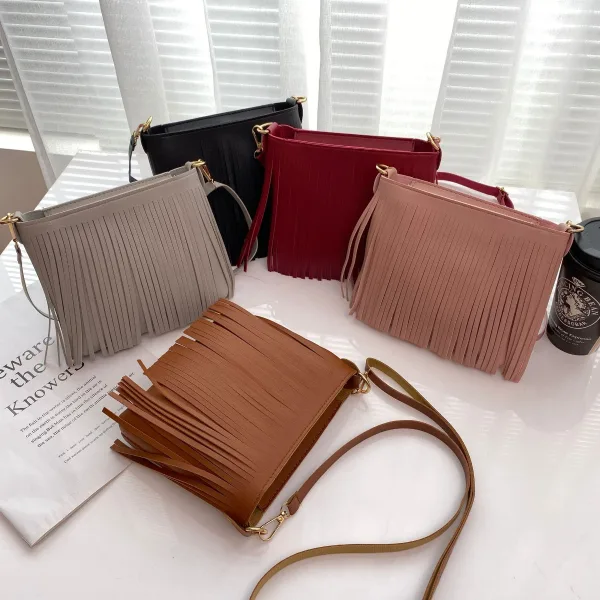 Modest / Simple Grey Casual Tassel Women's Bags Messenger Bag 2023