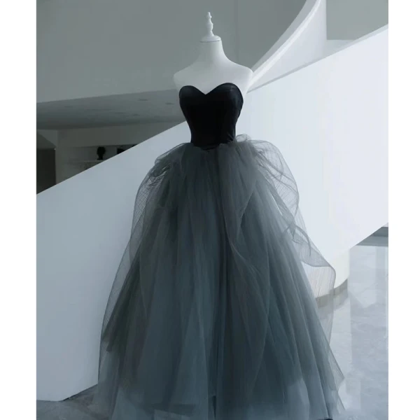 Classy Black Prom Dresses 2023 Ball Gown Strapless Sleeveless Backless Prom Floor-Length / Long Formal Dresses