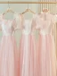 Simple Rougissant Rose Paillettes Robe Demoiselle D'honneur 2024 Princesse Manches Courtes Dos Nu Longue