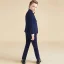 Fashion Navy Blue Plaid Long Sleeve Boys Wedding Suits 2023 6-piece Coat Pants Shirt Tie Vest Wedding