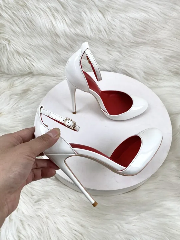 Unusual Nude Evening Party Ankle Strap Womens Shoes 2024 12 cm Stiletto Heels Pointed Toe High Heels