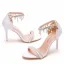 Charmant Weiß Perle Strass Brautschuhe 2023 Knöchelriemen 9 cm Stilettos Peeptoes Hochzeit Sandaletten Hochhackige