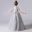 Chic / Beautiful Grey Cascading Ruffles Birthday Flower Girl Dresses 2022 A-Line / Princess Scoop Neck Sleeveless Bow Sash Floor-Length / Long Flower Girl Dresses