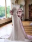 Charmant Rougissant Rose Perlage Faux Diamant Robe De Bal 2024 Trompette / Sirène Encolure Dégagée Manches Courtes Dos Nu Noeud Longue Promo Robe De Ceremonie