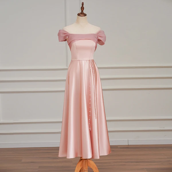 Modest Simple Candy Pink Bridesmaid Dresses 2023 A-Line Princess Short Sleeve Backless Modest Simple Candy Pink Bridesmaid Dresses 2023 A-Line Princess Short Sleeve Backless