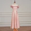 Simple Rose Bonbon Robe Demoiselle D'honneur 2023 Princesse Manches Courtes Dos Nu Longue Robe Demoiselle D'honneur