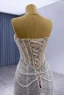 High End Charmant Weiß Handgefertigt Perlenstickerei Perle Strass Pailletten Ballkleider 2024 Meerjungfrau Bandeau Kurze Ärmel Rückenfreies Sweep / Pinsel Zug Strand