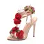 Flower Fairy Beige Prom Appliques Womens Sandals 2025 Ankle Strap 11 cm Stiletto Heels Open / Peep Toe Sandals High Heels