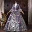 Vintage Mittelalterlich Violett Stickerei Ballkleider 2026 Ballkleid Rundhalsausschnitt Glockenhülsen Lange Festliche Kleider