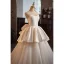 Vintage / Originale Blanche Volants en Cascade Satin Robe De Mariée 2025 Robe Boule Bustier Sans Manches Dos Nu Noeud Train De Balayage