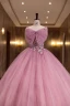 Charming Fuchsia Pearl Prom Dresses 2022 Ball Gown Spaghetti Straps Bow Sleeveless Backless Lace Flower Floor-Length / Long Formal Dresses