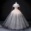 Charmant Dégradé De Couleur Rougissant Rose Robe De Bal 2022 Robe Boule De l'épaule Perlage Paillettes Sans Manches Dos Nu Longue Robe De Ceremonie