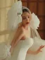 High-end White Handmade  Flower 3 m Wedding Veils 2025 Tulle