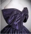 Vintage / Retro Purple Prom Dresses 2025 Ball Gown Bow Off-The-Shoulder Short Sleeve Backless Floor-Length / Long Formal Dresses