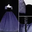 Vintage / Retro Purple Prom Dresses 2022 Ball Gown Square Neckline Puffy Short Sleeve Backless Floor-Length / Long Prom Formal Dresses