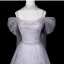 Bling Bling Grau Perlenstickerei Strass Pailletten Ballkleider 2026 A Linie Spaghettiträger Kurze Ärmel Rückenfreies Lange Festliche Kleider