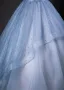 Bling Bling Sky Blue Bow Pearl Sequins Prom Dresses 2026 Ball Gown Spaghetti Straps Sleeveless Backless Floor-Length / Long Formal Dresses