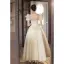 Elegant Ivory Pearl Appliques Prom Dresses 2022 A-Line / Princess Square Neckline Short Sleeve Backless Floor-Length / Long Prom Formal Dresses