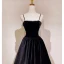 Élégant Noire Daim Perle Robe De Bal 2022 Princesse Bretelles Spaghetti Sans Manches Dos Nu Longue Promo Robe De Ceremonie