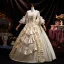 Medieval Vintage / Retro Champagne Lace Flower Ruffle Prom Dresses 2025 Ball Gown Square Neckline Bell sleeves Floor-Length / Long Prom Formal Dresses