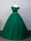 Vintage Dunkelgrün Strass Ballkleider 2025 A Linie Off Shoulder Ärmellos Rückenfreies Lange Ball Festliche Kleider