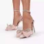Sexy Rosa Abend Strass Schleife Sandalen Damen 2022 Knöchelriemen 11 cm Stilettos Peeptoes Sandaletten Hochhackige
