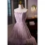 Elegant Lavender Beading Cascading Ruffles Prom Dresses 2023 A-Line / Princess Strapless Sleeveless Backless Floor-Length / Long Prom Formal Dresses