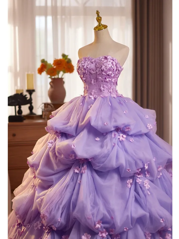 Luxus / Herrlich Lavendel Perle Applikationen Fallende Rüsche Ballkleider 2026 Ballkleid Bandeau Ärmellos Rückenfreies Lange Festliche Kleider