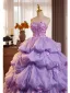 Luxus / Herrlich Lavendel Perle Applikationen Fallende Rüsche Ballkleider 2026 Ballkleid Bandeau Ärmellos Rückenfreies Lange Festliche Kleider